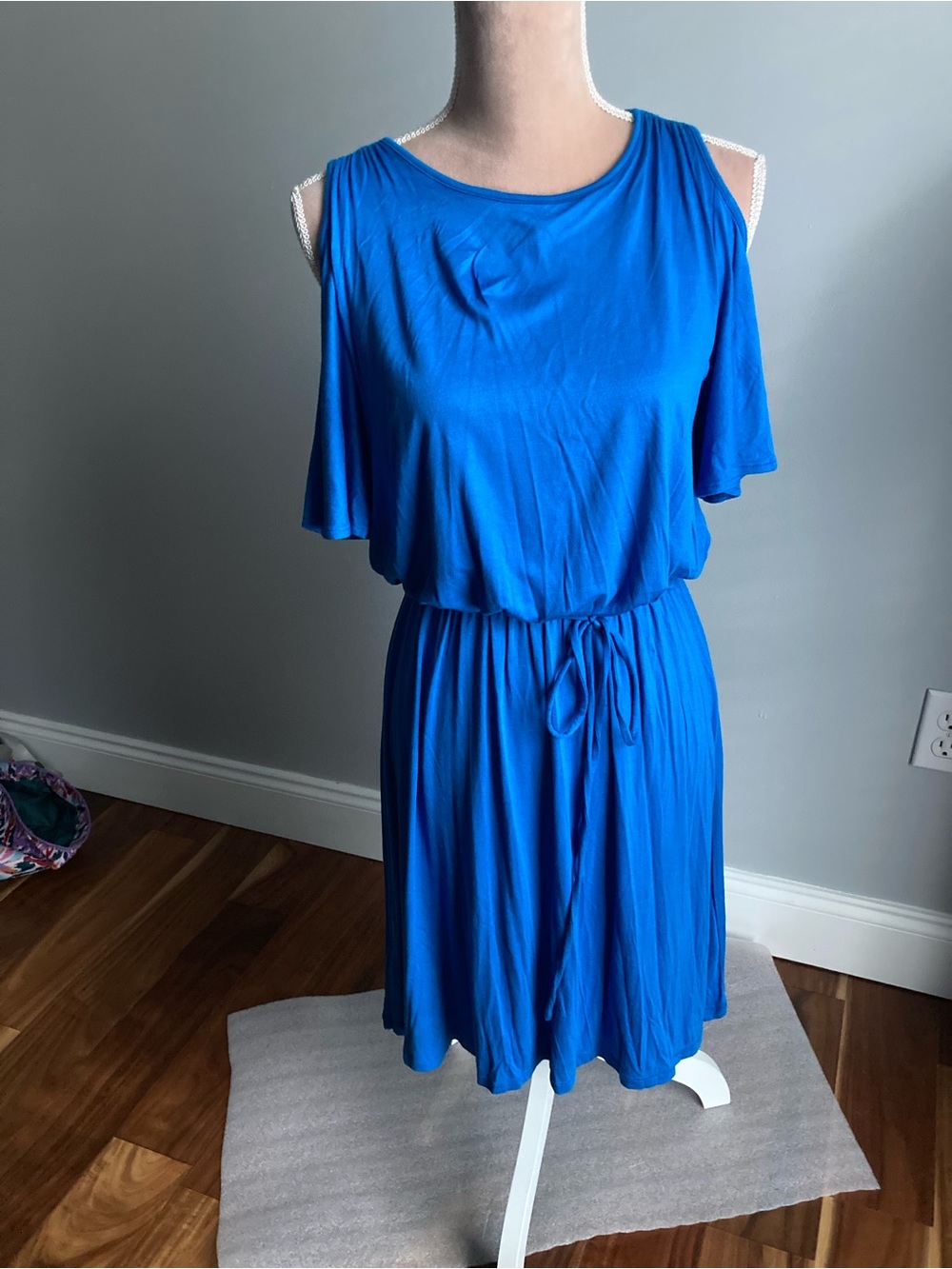 LOFT Royal Blue Cold-Shoulder Drawstring Waist Dress NWT